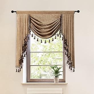 ELKCA Thick Chenille Window Curtains Valance for Living Room Coffee Waterfall Valance for Bedroom,Rod Pocket, W39 inches, 1 Panel