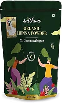 Satthwa Organic Henna Powder (Mehndi Powder)| 227gm |100% Pure & Natural Lawsonia Inermis | Henna for Cools Scalp, Nourishes & Deep Conditions, Rich, Brown Hair Colour & Covering Greys