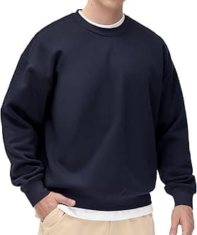 THE GYM PEOPLE Men's Fleece Crewneck Sweatshirt Thick Loose fit Soft Basic Pullover Sweatshirt