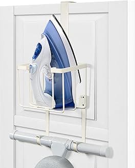 ORLESS Over The Door/Wall Mount Ironing Board Hanger, Laundry Room Iron and I...