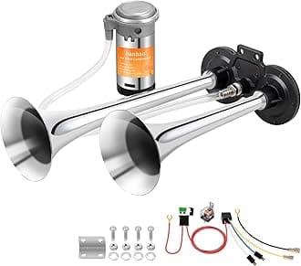 Loud Air Horn (12V, Chrome 2 tube horns with wire)