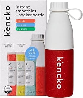 - Smoothie Mix Starter Kit - 10 Instant Breakfast Smoothies + Reusable Bottle - 100% Organic Fruit And Vegetable Superfoods, Natural, Healthy Vegan and Gluten Free - Freeze Dried Smoothie Powder