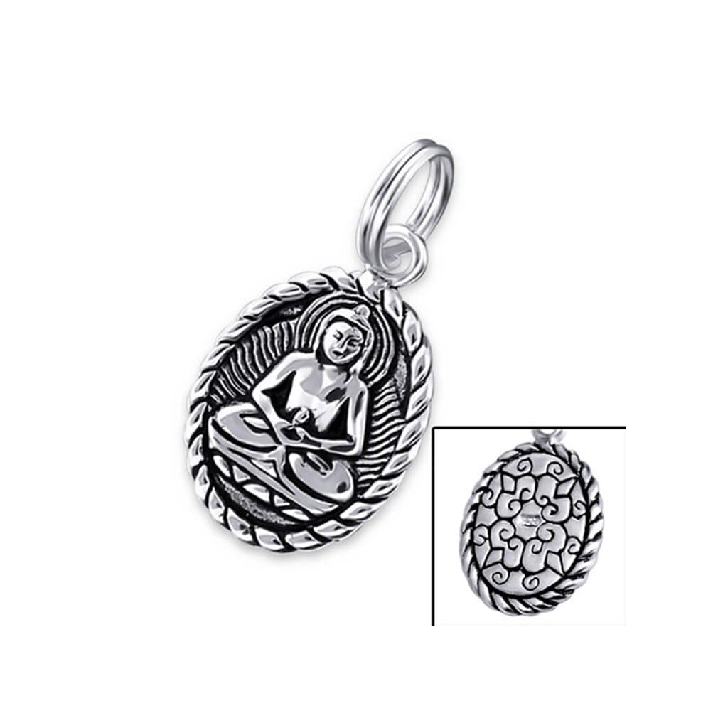 Liara Buddha Charm with Split ring 925 Sterling Silver. Polished And Nickel Free