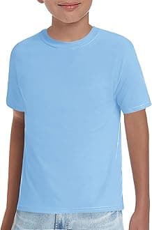 Haloumoning Boys T-Shirts Kids Short Sleeve Crewneck Solid Basic Tees Casual Tops 5-14 Years