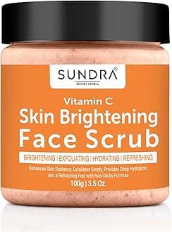 Sundra Skin Brightening Face Scrub (100g) | Vitamin C & Walnut Exfoliator for Clear, Glowing Skin | Blackhead & Whitehead Removal for Men & Women