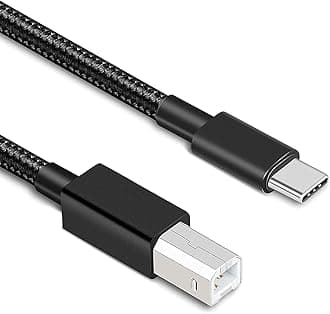 rts High Performance USB Type-C Printer Cable, 2 Meters, Nylon Braid, Compatible with Printers, Scanners, Fax, MacBook Pro, MacBook Air, Epson, HP, Canon, Xerox, Brother, Dell, Lexmark,