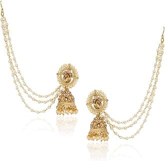 Shining Diva Fashion Metal Gold Plated and Pearl Earrings for Women & Girls