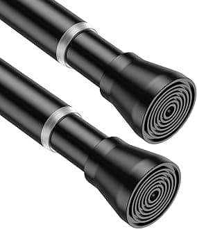 AIZESI Tension Curtain Rod 28 to 48 Inch, 2pcs Black Tension Rod Adjustable Curtain Rod Curtain Tension Rod Spring Tension Curtain Rod No Drill Spring Curtain Rod Small Shower Rod