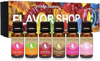 Eternal Essence Oils Flavor Shop Set of 6 Premium Fragrance Oils - Includes Fruity Pebbles Type, Gummy Bear, Strawberry Frappuccino, Cotton Candy, Glazed Donut, and Pink Sugar Scented Oils - 10ML