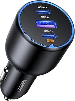 130W USB C Car Charger, Type C Car Charger Adapter Compatible with iPhone 17 17 Air 17 Pro 17 Pro Max 16 16 Plus 16 Pro 16 Pro Max 15 14 13 12, Galaxy S24 S23 Ultra, iPad, MacBook, and More
