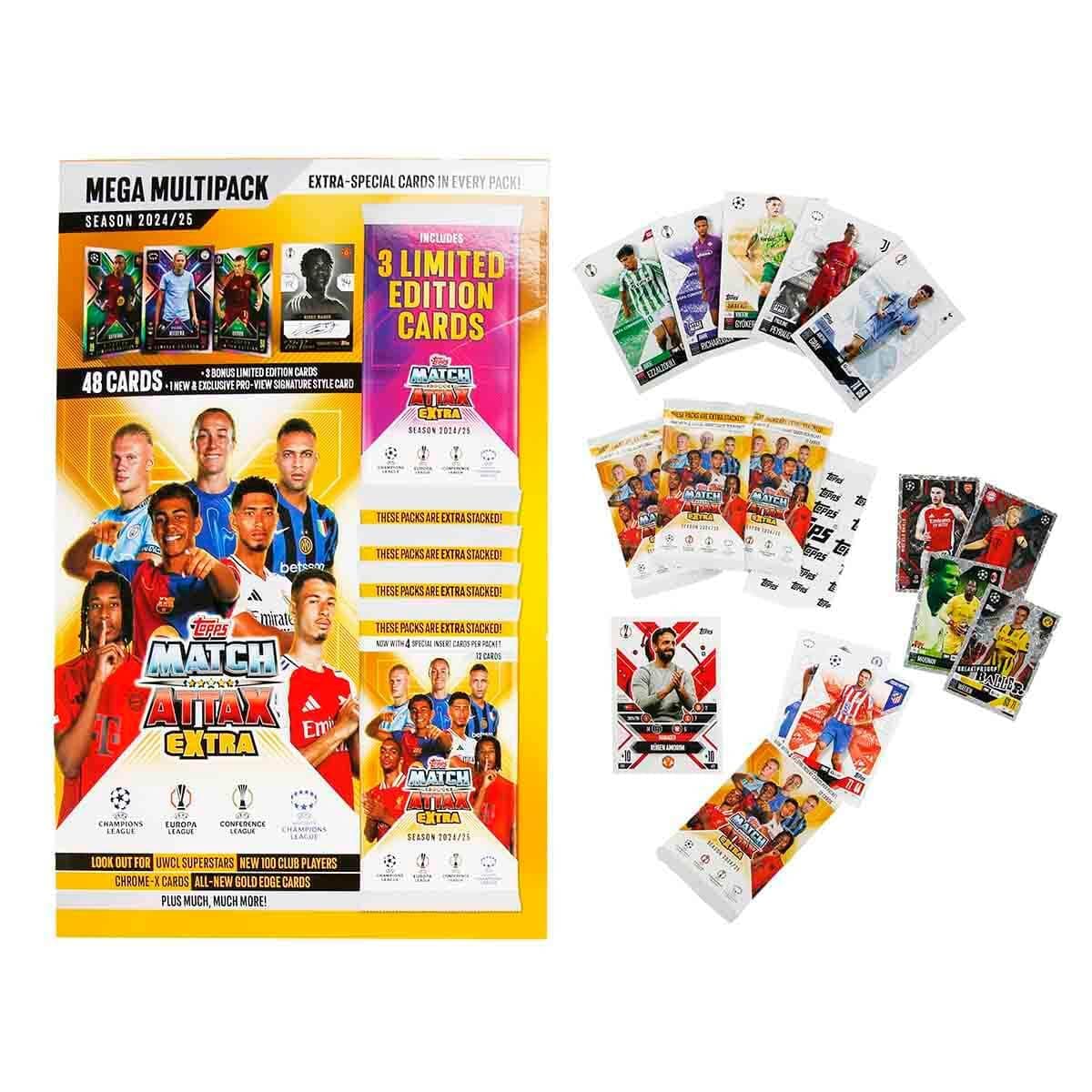 Match Attax Extra 2025 - Mega Multipack - 52 Cards, Including 3 Random X Factor LE Cards and an Exclusive Signature Style Pro-View Card!
