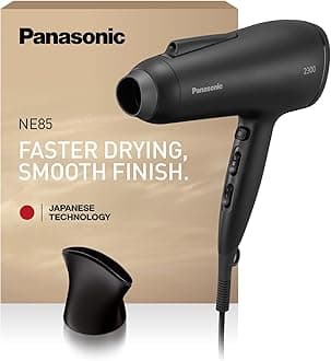 Panasonic EH-NE85-K895 Fast Dry Series Ionic Hair Dryer with Air Boost & Concentrator Nozzles, Heat Protection Mode, Ion Technology, 2300W, Easy-Clean Filter, Black