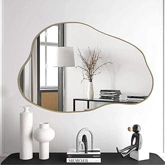 POZINO Gold Irregular Mirror, 30"x20.5" Cloud Shaped Mirrors, Asymmetrical Wall Mirror, Modern Abstract Frameless Mirrors for Living Room Bathroom Bedroom Entryway, Hangs Vertically or Horizontally
