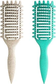 2Pcs Curl Defining Brush,2024 Best Curly Hair Brush,Vented Hair Brush for Detangling, Shaping and Defining Curls For Women and Men Less Pulling (Green Beige)