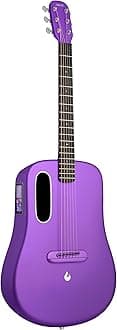 ME 4 Electro-Acoustic Guitars Carbon Fiber Travel Smart Audio Guitar with 3.5 inch TouchScreen, HILAVA 2.0 System, Right-handed, FreeBoost 3.0, Airflow Guitar Bag (36" Purple)