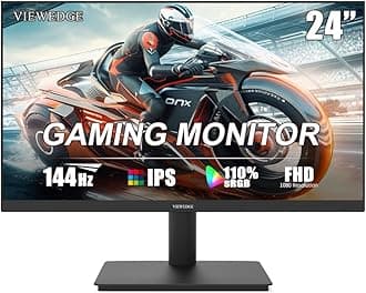 Gaming Monitor 24 Inch FHD 144hz, IPS 1ms 1080p Computer Monitor with 110% sRGB, Bluelight Filter, HDMI & VGA Port, Support Wall Mount