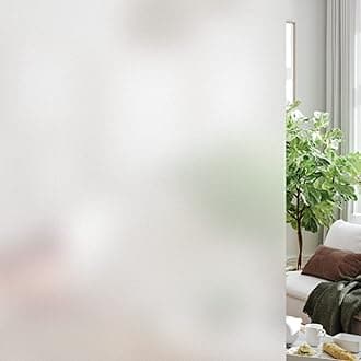 HIDBEA Frosted Window Privacy Film Heat Control UV Blocking, Static Cling Non-Adhesive Reusable Door coverings for Bathroom Home Office (Frosted 41.3 Inch x 6.5 Feet)