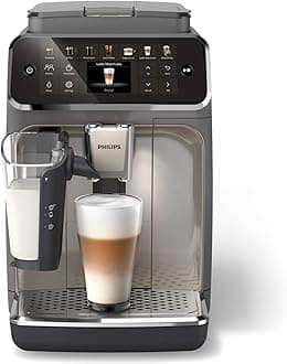 4400 Series Fully Automatic Espresso Machine, LatteGo Milk System, Integrated Grinder, 12 Hot & Iced Coffee Pre-Sets, Quick Start, SilentBrew, 15-Bar Pressure, Black Chrome (EP4444/90)