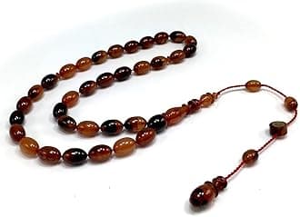 -ELEGANCE COLLECTION- Prayer Beads-Tesbih-Tasbih-Tasbeeh-Misbaha-Masbaha-Subha-Sebha-Sibha-Rosary (MODEL 5: Burnt Orange Bakelite -7x12 mm- 33 Beads)