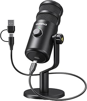 USB Dynamic Microphone, Podcast Recording Microphone with Gain Knob, Plug & Play, Metal Structure, Voice-Isolating Technology, Cardioid Studio PC Mic for Streaming, Vocal, Home Studio-PD100U