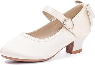 PANDANINJIA Girls Toddler/Little Kid Jada Dress Mary Jane Pumps Bow Low Heels Party Wedding Princess Shoes