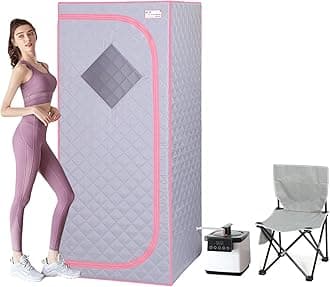 Full Size Portable Steam Sauna, Personal Sauna with 1000W Steam Generator, Remote Control, Heating Foot Pad, Foldable Chair, Timer, Indoor Sauna Room Tent for Relaxation and Home Spa