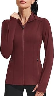 PINSPARK Women's Athletic Jackets Slim Fit Workout Jacket Full Zip Up Running Gym Yoga Sports Tops with Pockets
