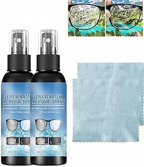 2Pcs Lens Scratch Removal Spray, Glasses Cleaner Spray, Repair Lens Glass Grinding Scratch for Windshield Sunglasses Screen, Camera Cleaner Tools
