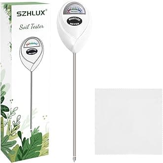 SZHLUX Soil Moisture Meter, Plant Water Monitor, Soil Hygrometer Sensor for Plant Care, Great for Gardening, Lawn, Farm, Indoor & Outdoor (Plant Gifts for Gardeners) 10.23inch, White