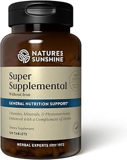 Super Supplemental w/o Iron: Complete Multivitamin with Minerals, Antioxidants & More for Overall Health, Immune & Energy Support. 120 Tabs