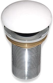 KKD® Heavy Quality Brass Pop Up with Ceramic White Top Full Thread Waste Coupling 32 MM (5", Ceramic White)