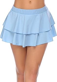 Avidlove Womens Pleated Mini Skirt Solid Ruffle Lingerie Skirts Layered Y2K Plaid Outfit for Schoolgirl Role Play XS-4XL
