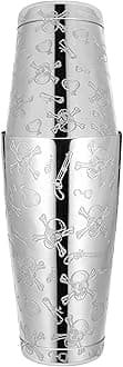 Stainless Steel Boston Shaker with Etched Pattern Weighted Shaking Tin Set 18 & 28oz Pattern Cocktail Shaker Set Two-Piece Heavy Metal Boston Tins Only (Style1 skull)