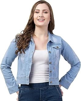 FUNDAY FASHION Womens Denim Standard Length Full Sleeve Solid Jacket