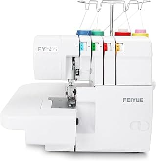 FEIYUE FY505 Serger Overlock Machine with 2/3/4 Thread Capability, Built-in Rolled Hem, Durable Heavy-Duty Metal Frame, Adjustable Differential Feed