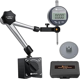 Digital Dial Indicator Gauge and Magnetic Base Set with Storage Case 0-1 inch/ 25.4mm, 0.0005inch/0.01mm Inch/Metric Conversion Measuring Tool for 3D Printer Lathe Workshop Woodworking-Silver