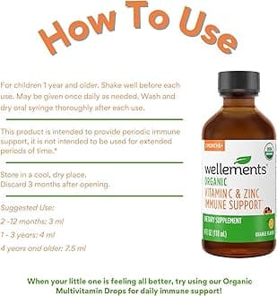 Wellements Organic Children's Immune Support Syrup, Orange Flavor, 4 Fl Oz, Free from Dyes, Parabens, and unecessary Preservatives