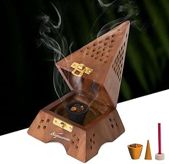 SIGNAMIO® Eiffel Tower Wooden Sambrani Dhoop Dhup Cup Cone Batti Stand, Incense Holder for Pooja Puja Item Stand Ash Catcher Handcrafted Traditional Design for Aromatic Rituals - Pack of 1