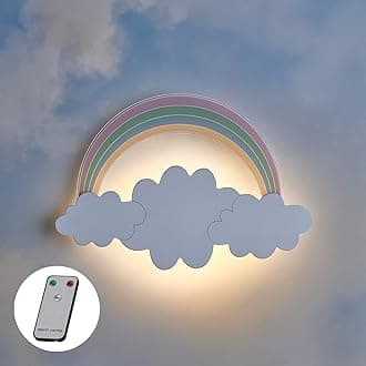 Lights4fun Battery Operated LED Cloud & Rainbow Children's Wall Light Kids Bedroom Nursery Decoration with Remote and Timer