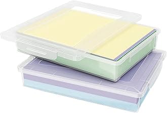 Lifewit 2 Pack Plastic Multi-Purpose Storage Box with Latching Lids, Clear A4 Paper Storage, Classroom Organization, Storage Containers for Board Game, Craft, Document, Magazine, Art Supplies
