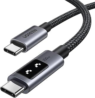 UGREEN Uno USB C to USB C Cable 100W Fast Charging Cable Type C Charging Cord with LED Display for iPhone 17/17 Air/17 Pro/17 Pro Max/16, MacBook Pro/Air, iPad Pro/Air, Galaxy S25 Ultra 3.3FT Black