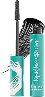 Thrive Causemetics Liquid Lash Extensions Mascara, Tubing Thrive Mascara Lengthening, Volumizing & Curling, Smudge Proof, Washable, No Clumping or Flaking, Vegan & Cruelty Free, Brynn (Rich Black)