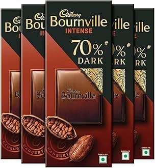 Cadbury Bournville Rich Cocoa 70% Dark Chocolate Bar, 75 Gm (Pack Of 5)