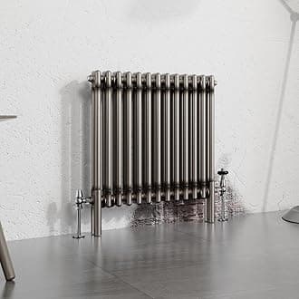 Warmehaus 600x605mm Raw Metal Horizontal Column Radiator Double Traditional Cast Iron Style Bathroom Radiator