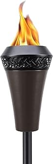 TIKI Island King 65" Metal Outdoor Torch – Weather-Resistant Decorative Torch with Long-Lasting Wick, Snuffer & Easy Refill for Backyard, Patio & Garden, Brown
