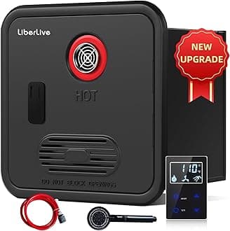 RV Tankless Water Heater Propane, On Demand Instant Gas RV Hot Water Heater, DC 12V, 15 x 15 inch Door & Front Water Outlet, 55000 BTUs 3.9 GPM, Compatible with All RVs, Camper, CSA Certificated