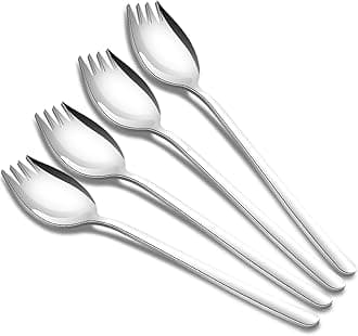 Sporks,4-Pack Salad Forks 18/10 Stainless Steel 7.4 Inches Long Handle Dessert Spoons Ice Cream Spoons Flatware Set Reusable Fruit Appetizer Dessert Forks for Household Use or Camping