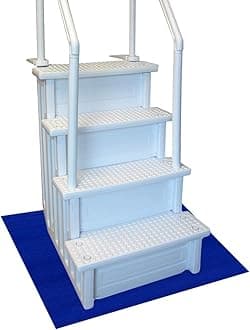 RESILIA Stay-Put Swimming Pool Ladder Mat - Non-Slip, Wide Ribbed, Protective Pad, 36 Inches x 36 Inches, 0.125 Inch Thick, Royal Blue, Made in USA