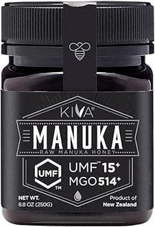 Kiva Raw Manuka Honey - Certified UMF 15+, MGO 514+ 100% Pure Genuine New Zealand, Non-GMO, Traceable (8.8oz/250g Bottle)
