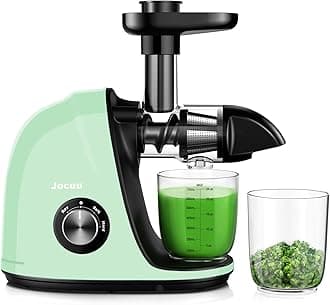 Jocuu Slow Masticating Juicer with 2-Speed Modes - Cold Press Juicer Machine - Quiet Motor & Reverse Function - Easy to Clean Juicer Extractor - Juice Recipes for Fruits & Vegetables (Light Green)